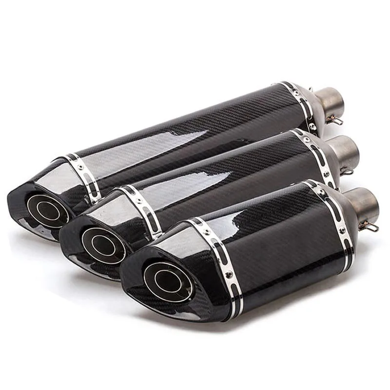 Universal Inlet 51mm Motorcycle Exhaust Pipe Length 570mm 470mm 370mm Carbon Fiber Exhaust For Z750 CB400 ER6N GY6 With Silence