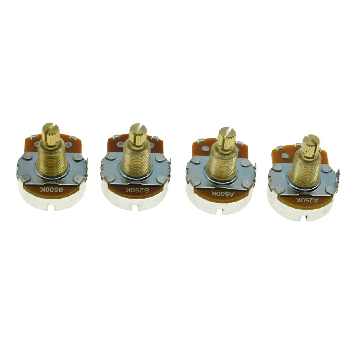 2-Pack Full Size Alpha Guitar Bass Pots Potentiometer with 19.5mm Brass Shaft Guitar Linear Pot B500K