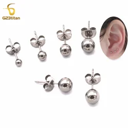 3-8mm Simple Ball Earrings Titanium Stud Earring Multi Ear Piercing Jewelry Gothic Men Women Girls Anti Allergic Body Accessory