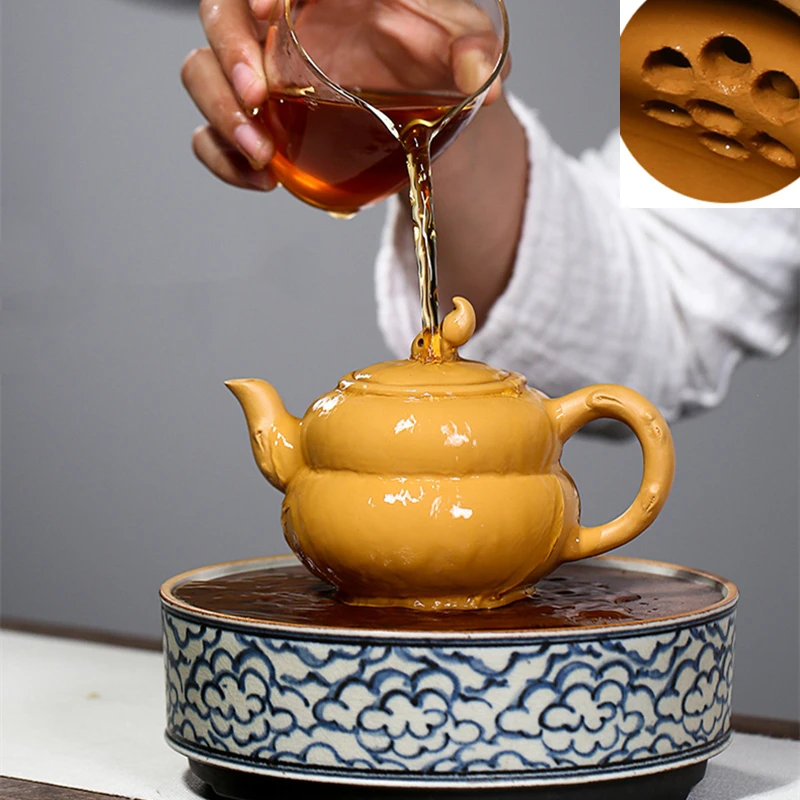 tea pot real yixing zisha original ore duan clay master pot Bottle Gourd shape handmade kungfu pot tea 7 infuser holes in China