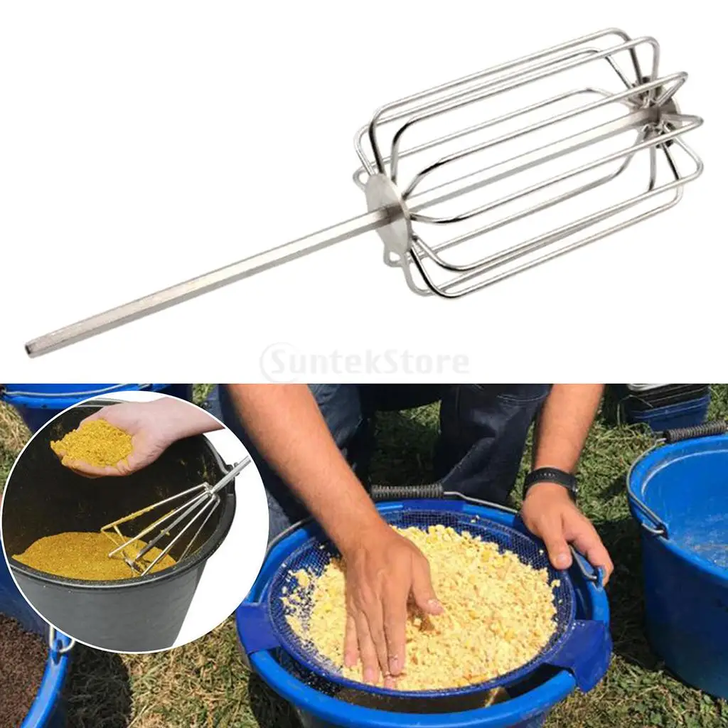 Groundbait Mixer Carp Tackles Lures Baits Crusher Whisk Equipment Tool Accessories Stainless Steel Bait Whisk Fishing Mixer