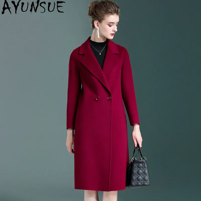 AYUNSUE 100% Wool Coat Female Jacket Women's Clothing 2020 Autumn Winter Elegant Korean Vintage Ladies Coats and Jackets 2105