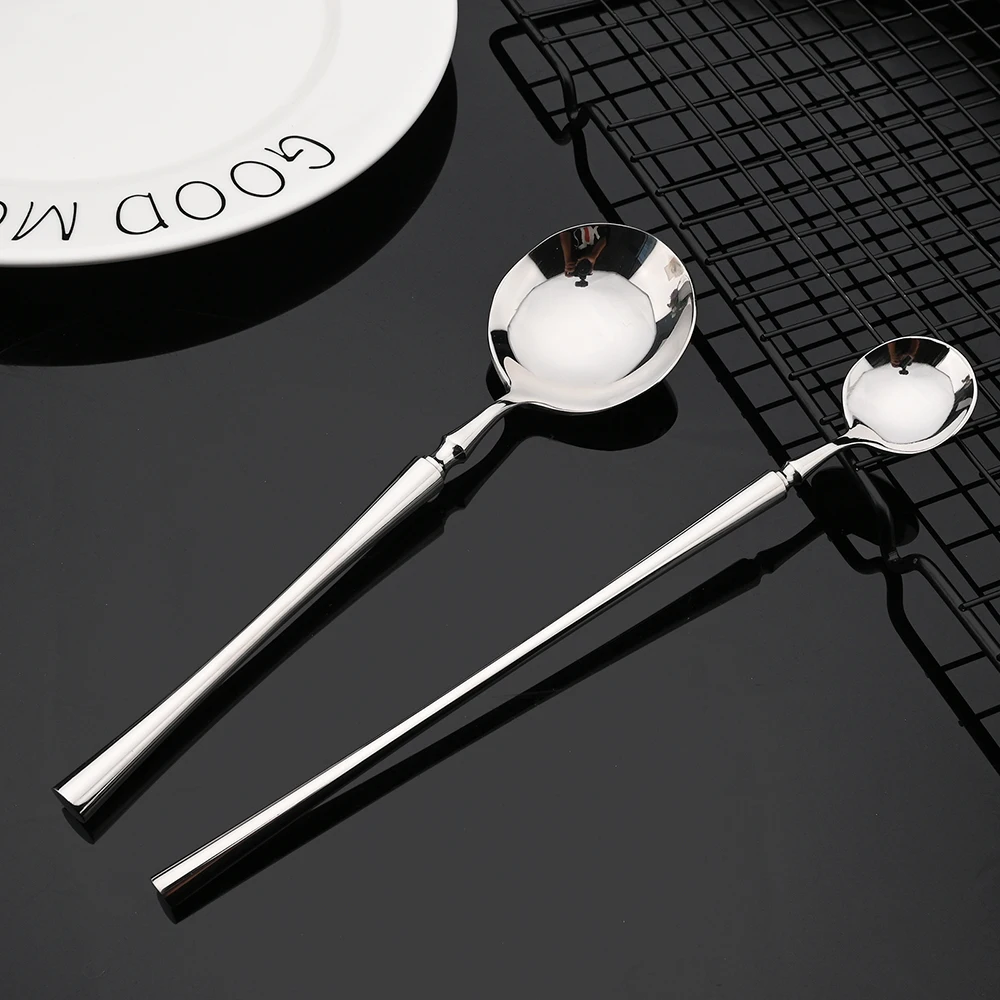 Silver Flatware Cutlery Luxury 304 Stainless Steel Dinnerware Set Mirror Polishing Tableware Set Dinner Knife Dessert Fork Spoon
