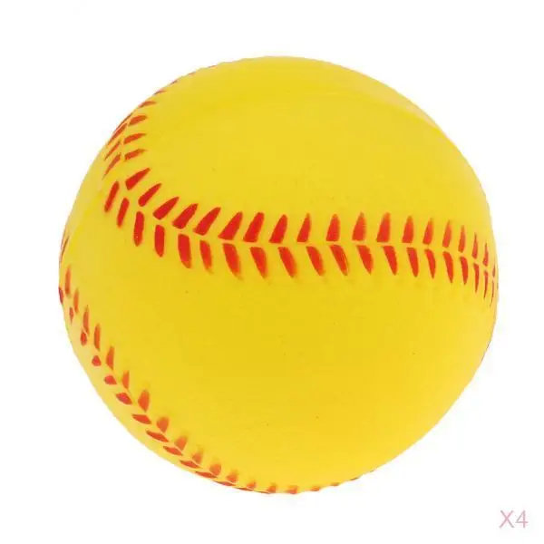 Pelota hinchable de seguridad para ejercicio, práctica de bateo, béisbol y Softball, color amarillo, 4 unidades