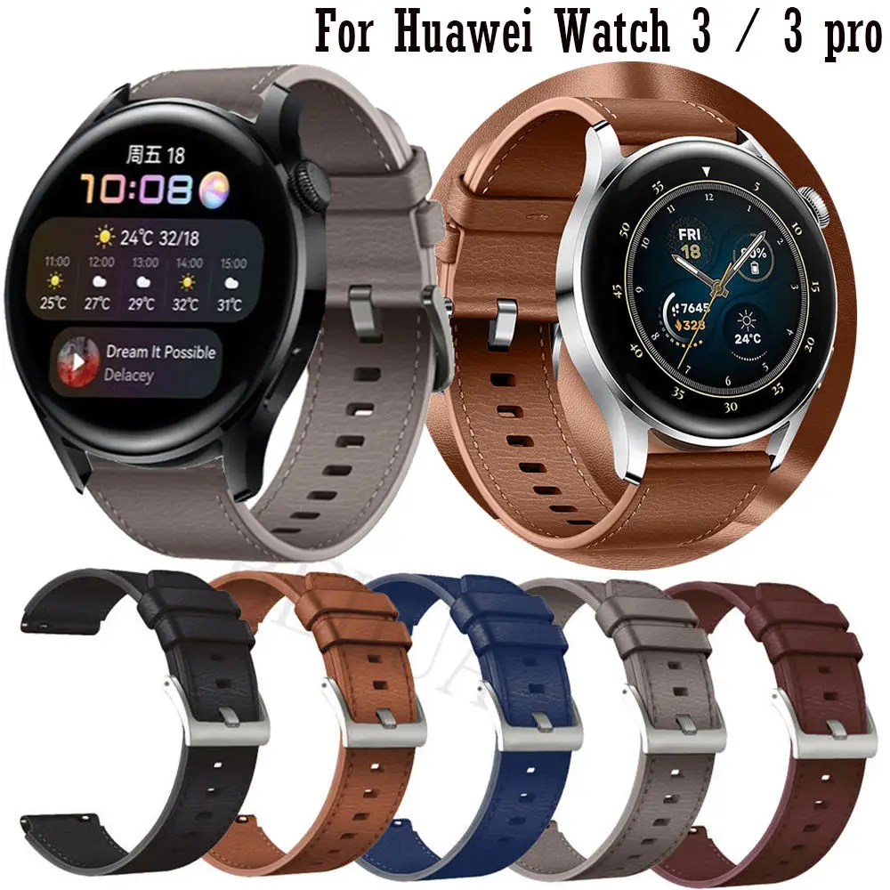 Leather Strap Watchband For Huawei Watch 3 / 3 pro / GT 2 pro Wristband Quick Releas Bracelet For Huawei Watch GT 2 46mm belt