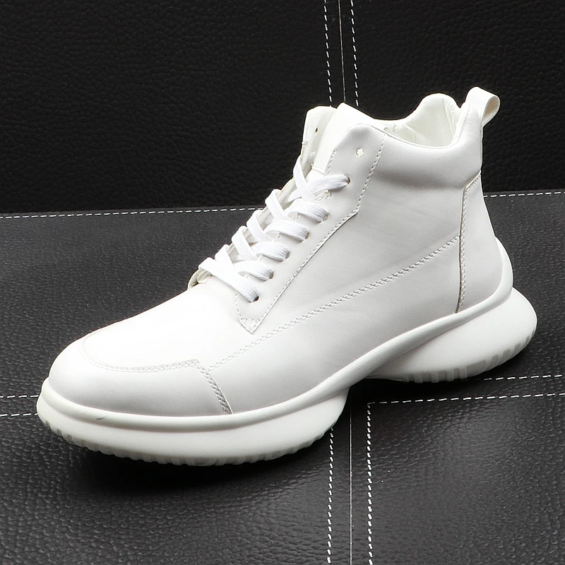 

CuddlyIIPanda Men Fashion Casual Ankle Boots Spring Autumn High Top Hip Hop Thick Bottom Sneakers Male Youth Trending Shoes