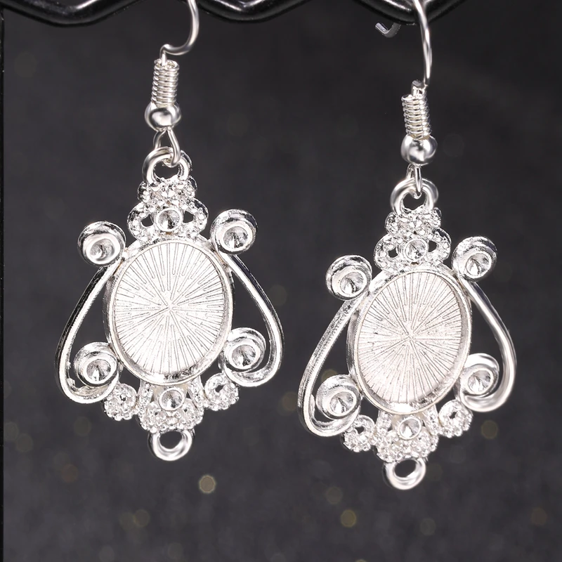 JUYA 10 par/20 sztuk 10x14mm kaboszony owalny kwiat ustawienia kolczyków Bezel pusta podstawa kaboszona dla DIY kolczyk tworzenia biżuterii — zdjęcie 6
