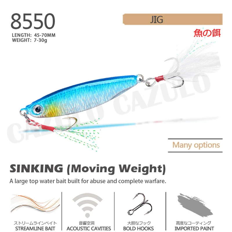 싱킹 금속 지그 낚시 액세서리 루어 Isca 인공베이스 무게 7-30g Baits Pesca Accesorios 3 월 홀로그램 잉어 Leurre