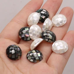 15mm Natural White Shell Beads Fashion Mother of Pearl Ring Face Spot Cabochon Bead for Jewelry Making DIY Accessories Gift 2Pcs