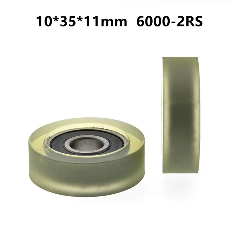 

10pcs/50pcs 10*35*11mm Roller Bearing Friction Pulley Silent Guide Wheel Of Conveyor Belt Polyurethane PU 6000-2RS 10x35x11mm