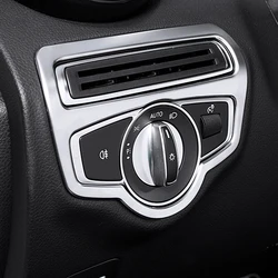 Botones de interruptor de Faro de estilo de coche, cubiertas decorativas, pegatina Interior embellecedora para Mercedes Benz W205 Clase C GLC, accesorios para automóviles