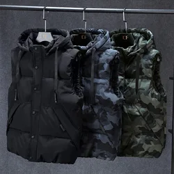 Mens Winter Vests Men's Sleeveless Jacket Thick Camouflage Vest Casual Hooded Waistcoat Male Warm Vests Outwear Plus Size 7XL
