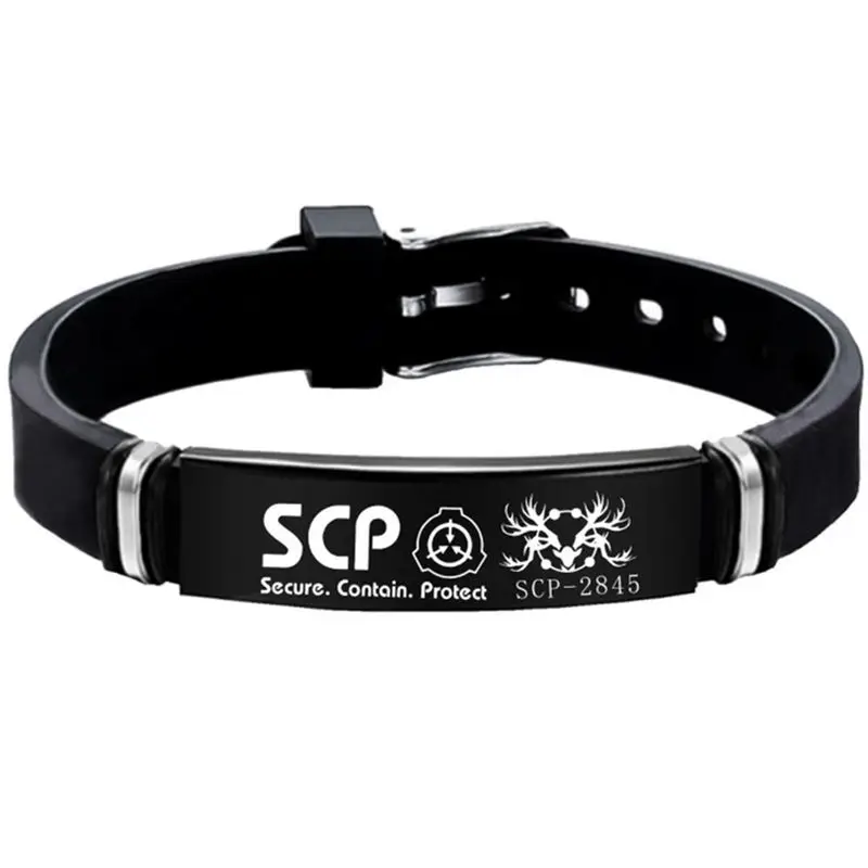 Bracelet SCP Special Containment Procedures Foundation Logo Cosplay Titanium Steel Bracelet Task Force Monster Scp 173