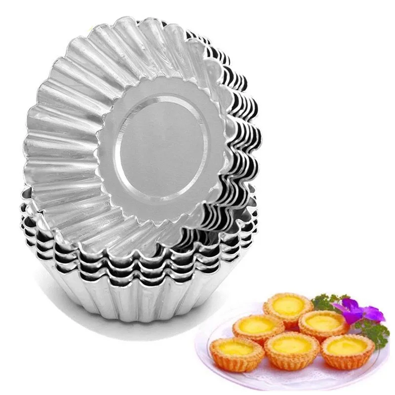 

20pcs aluminum baking mold flat bottom chrysanthemum pudding mold egg tart mold DIY cake tools kitchen supplies