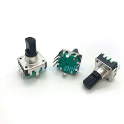 100pcs 360도 EC12 로터리 인코더 오디오 인코더 코딩 스위치 5 핀 24 위치 푸시 버튼 12/14/19mm 하프 샤프트