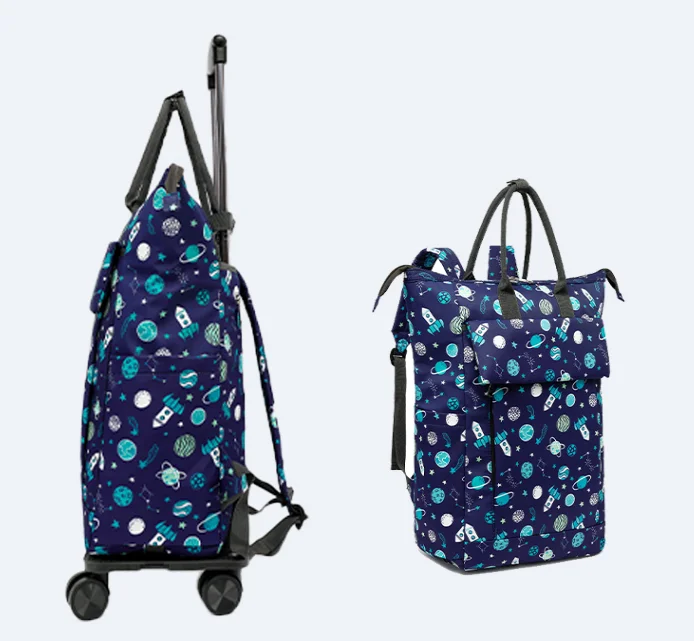 Women Travel trolley backpack lugage Trolley Bags On Wheels Women carry on hand luggage bag Wheeled Shopping Bag with 4 Wheels