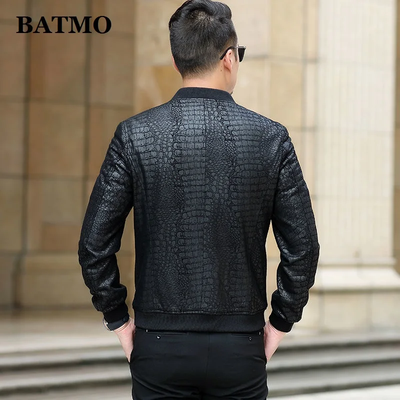 BATMO 2021spring thin natural fake leather jackets men ,plus-size M-XXXL