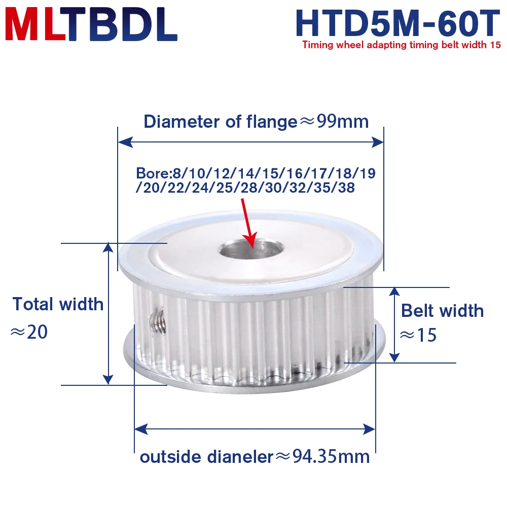 5M Type 60T Timing Pulley Aluminum alloy Bore12/14/15/19/20/22/25/28/30mm 60Teeth 5mm Pitch 16mm width HTD5M Synchronous Pulley