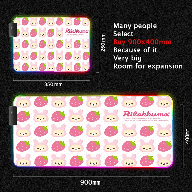 Drop Shipping Kawaii Bear RGB Mouse Pad Multi-interface Four USB Docking Dock USB Hub Cute Pink MousePad Typec Interface DeskMat