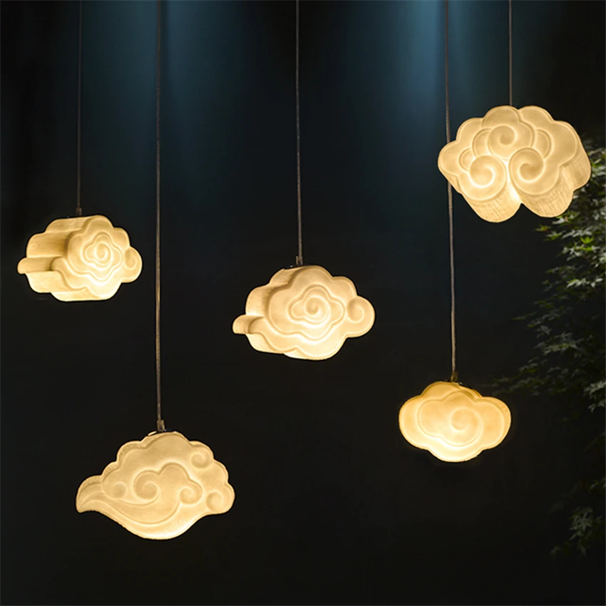 

Modern Cloud Pendant Lights Dining Room Living Room Bedroom Retro Art Decoration Hanging Lamp Hotel Corridor Porch Pendant Lamps