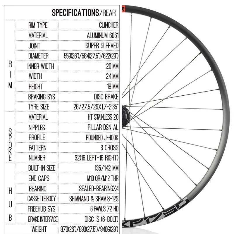 KOOZER XP1750 MTB Mountain Bike Wheelset Ultralight 26/27.5/29inch XC off-road Disc brake 6 sealed bearings QR THRU BOOST rim