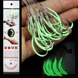 Nachtvishaken Glow in the Dark String Hooks 12-30 #   Luminous Crank Nake Single Fishhook Fresh&Saltwater