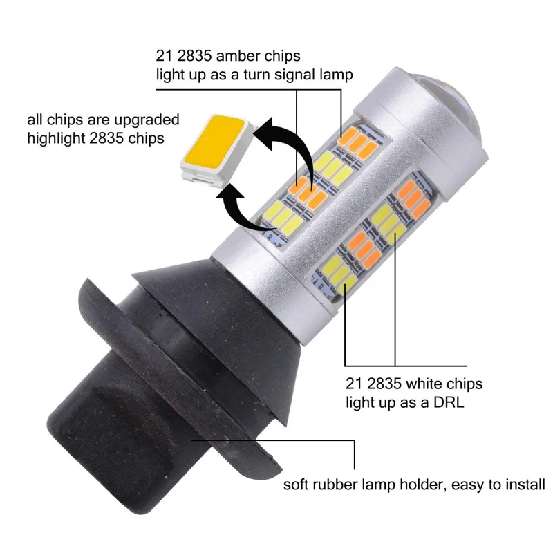 1Set NO Error LED Canbus Light 1156 P21W BA15S PY21W BAU15S 3156 7440 W21W T20 Car DRL Turn Signal Dual Mode 2 in 1 Switchback