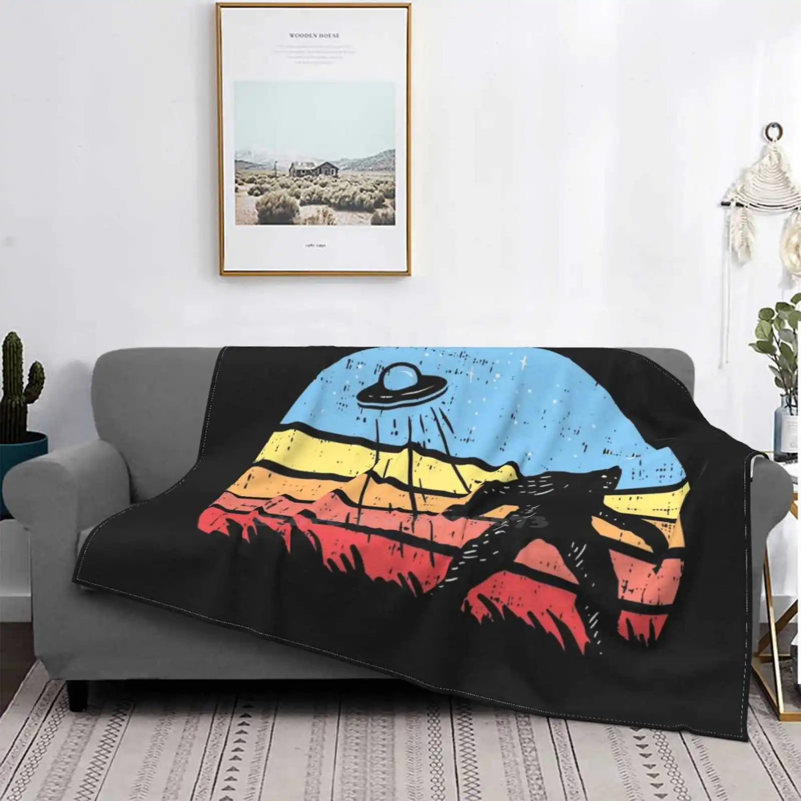 Bigfoot Sasquatch Ufo For Home Sofa Bed Camping Car Plane Travel Portable Blanket Bigfoot Sasquatch Ufo