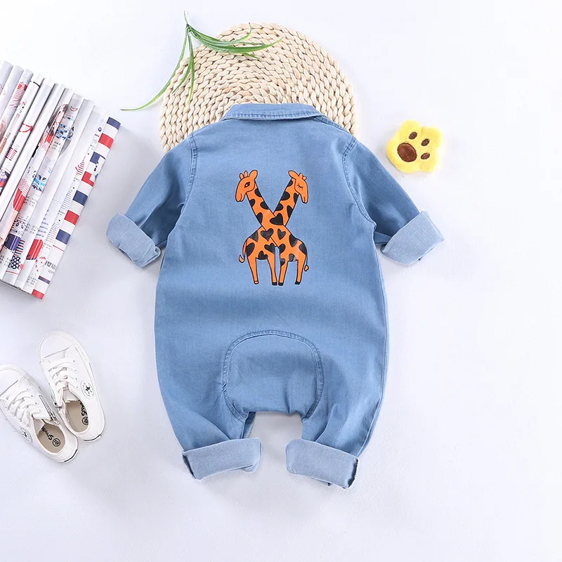 Soft Denim Baby Romper giraffe Infant Newborn Jumpsuit Babies Boy Girls Costume Cowboy Fashion Jeans Children rompers RM19013