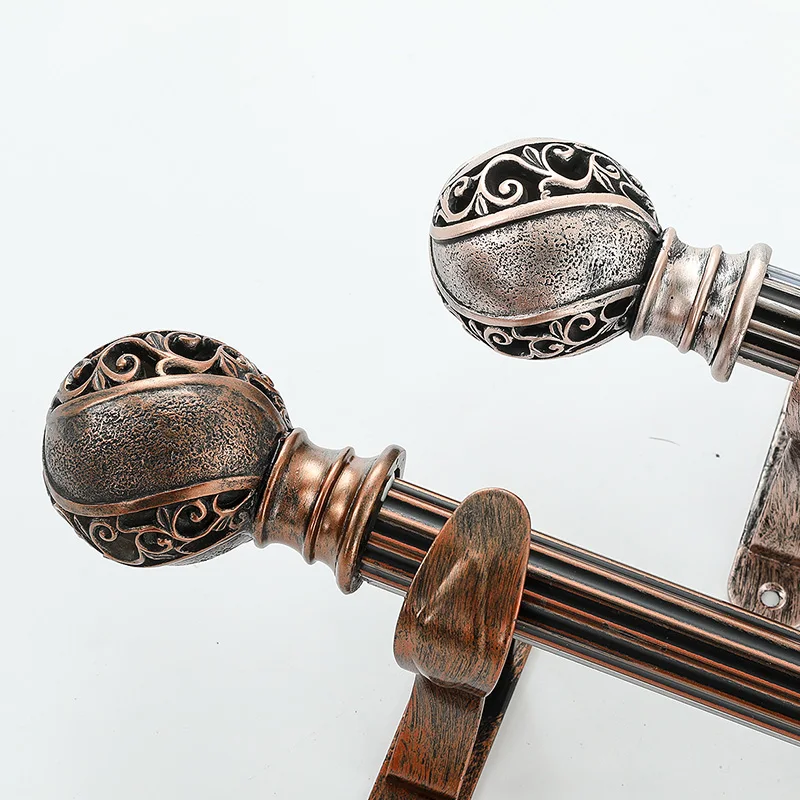 

Iron Roman Rod Pale Pink Bronze Iron Vintage European Pattern Alloy Single Rod Double Rod Decorative Curtain Rod