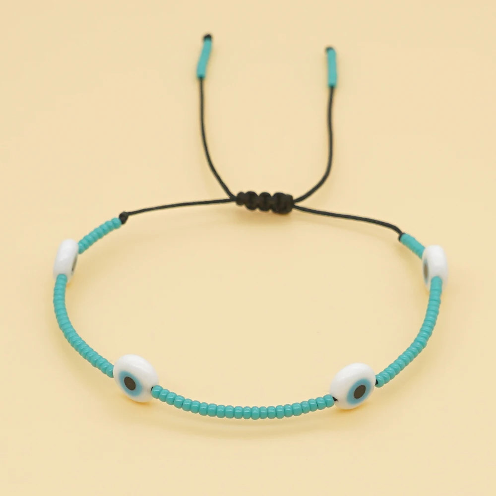 Go2Boho Easter Turquoises Beaded Bracelet Fashion Turkish Eye Bracelets For Women Adjustable String Pulseras Simple Jewelry