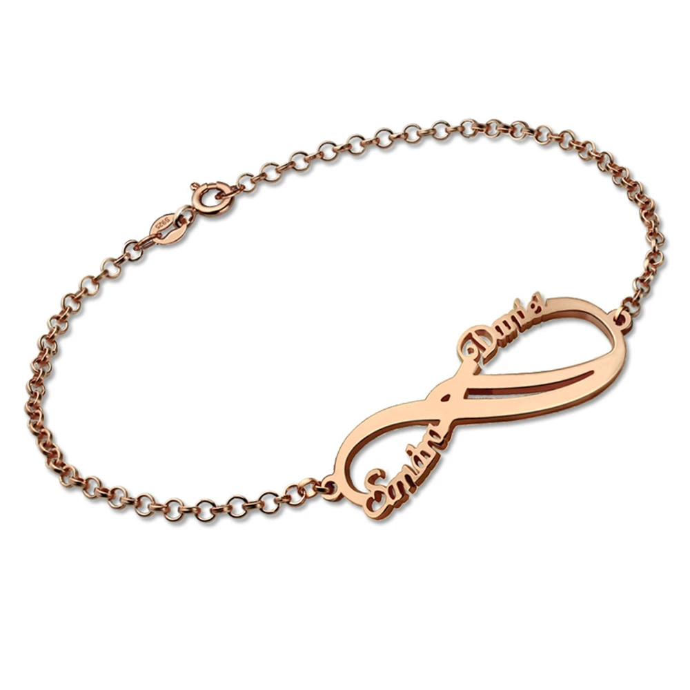 

Uonney Dropshipping Customized 2 Names Infinity Bracelet Best Valentine Birthday Gift Silver Rose Gold For Women Gift Jewelry