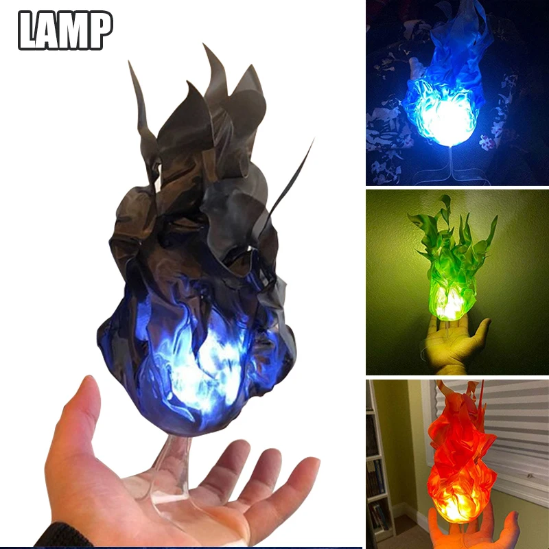 ace-littles Simulation Floating Fireball Lamp Artificial Fire Flame With Clear Wearable Stand Creative Halloween Decor Props Hug