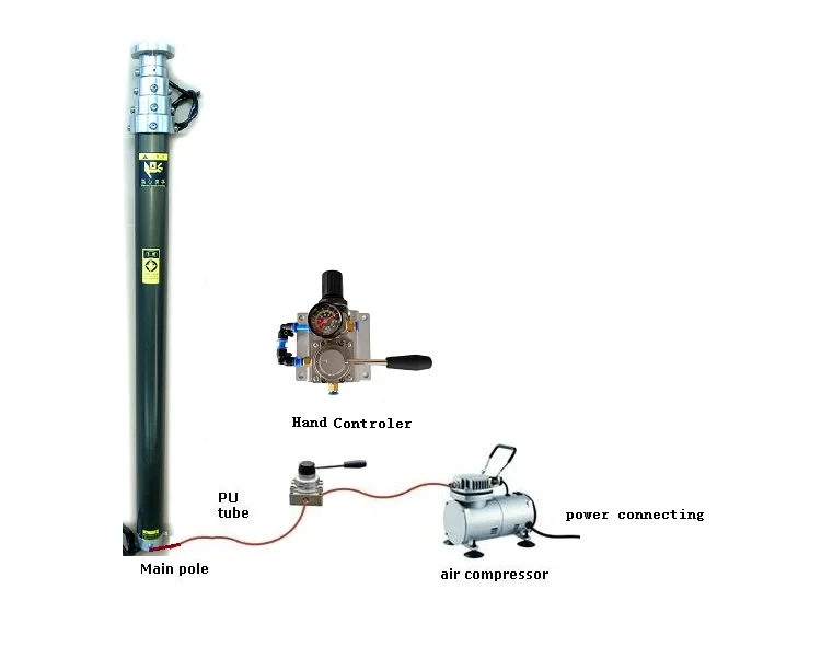 Imagem -04 - Mastro Pneumático de 5m Carga Máxima de 35kg com Tripé Ajustável