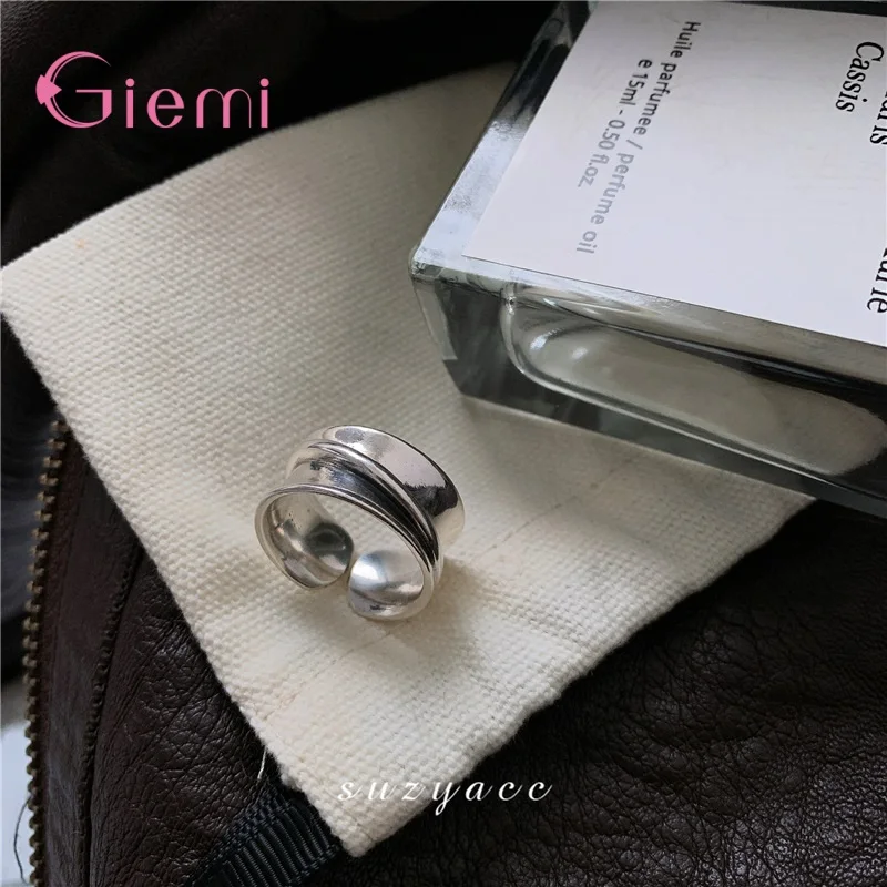 925 Sterling Silver Geometry Circular Punk Rings Opening Index Finger Accessories Buckle Joint Tail Ring for Women Jewelry