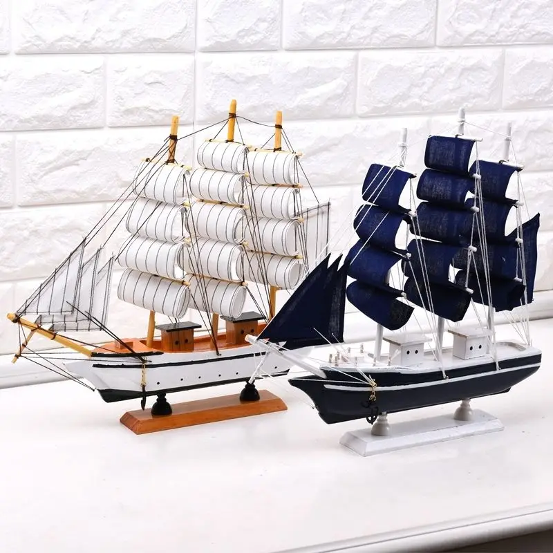 

Handmade Simulation Decoration Small Wooden Boat Sailboat Model Decoration Creative Gifts Birthday Gifts Mediterranean E11133