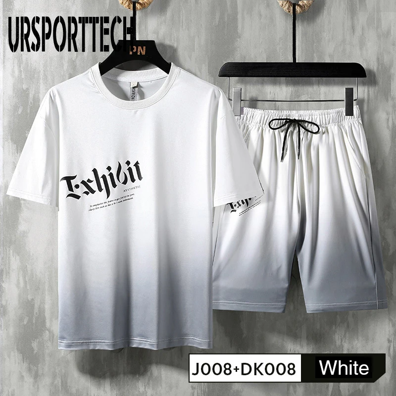 2024 Tracksuit Men sets Summer New Casual Men's Set 2 Pieces Man Suit Sportswear Outfits Short Sleeve T-shirt Shorts Joggers Set