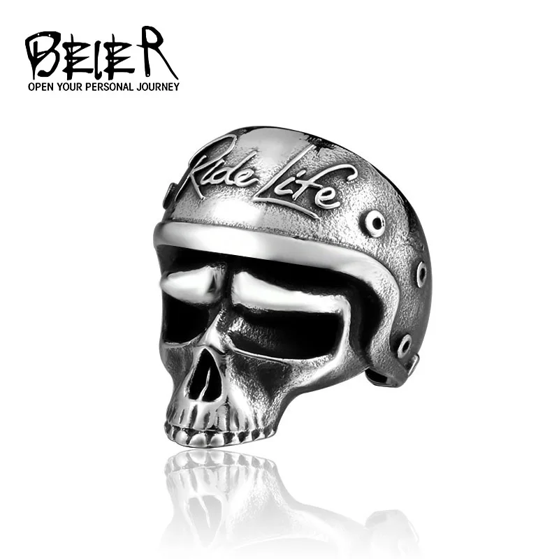 Beier new store 316L Stainless Steel motorcycle skull ring men\'s ring fashion jewelry for LLBR8-722R