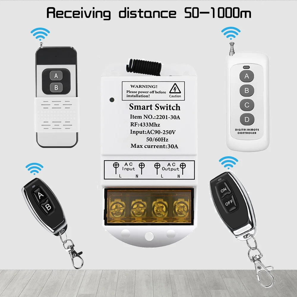 433mhz bezprzewodowy pilot AC220V 30A High Power On Off pilot do pompy wodnej fabryka silnik urządzenie elektryczne