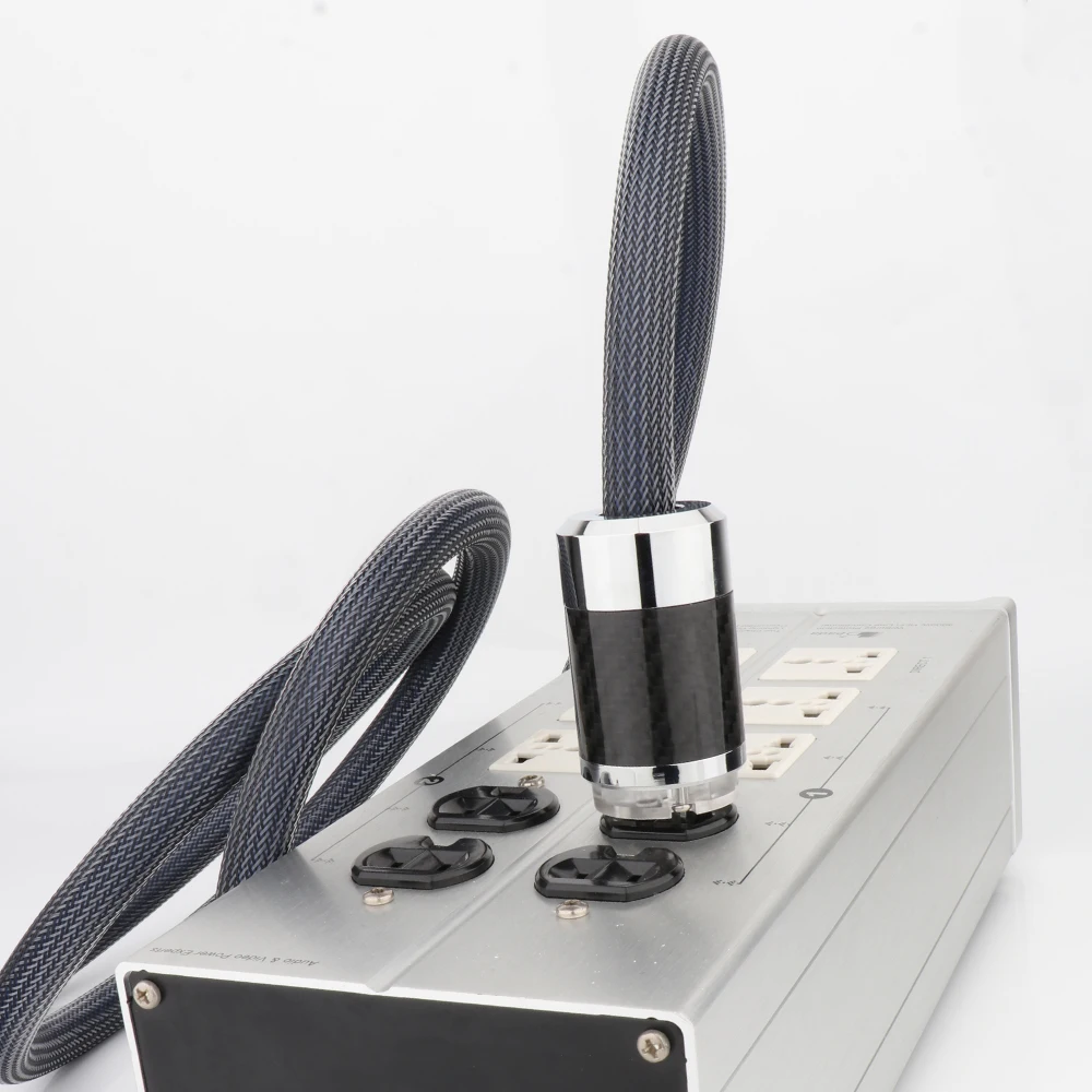 Kabel Daya Hifi kabel daya dengan serat karbon berlapis Rhodium EU/AU/US Plug AC kabel utama untuk Amplifier Subwoofer