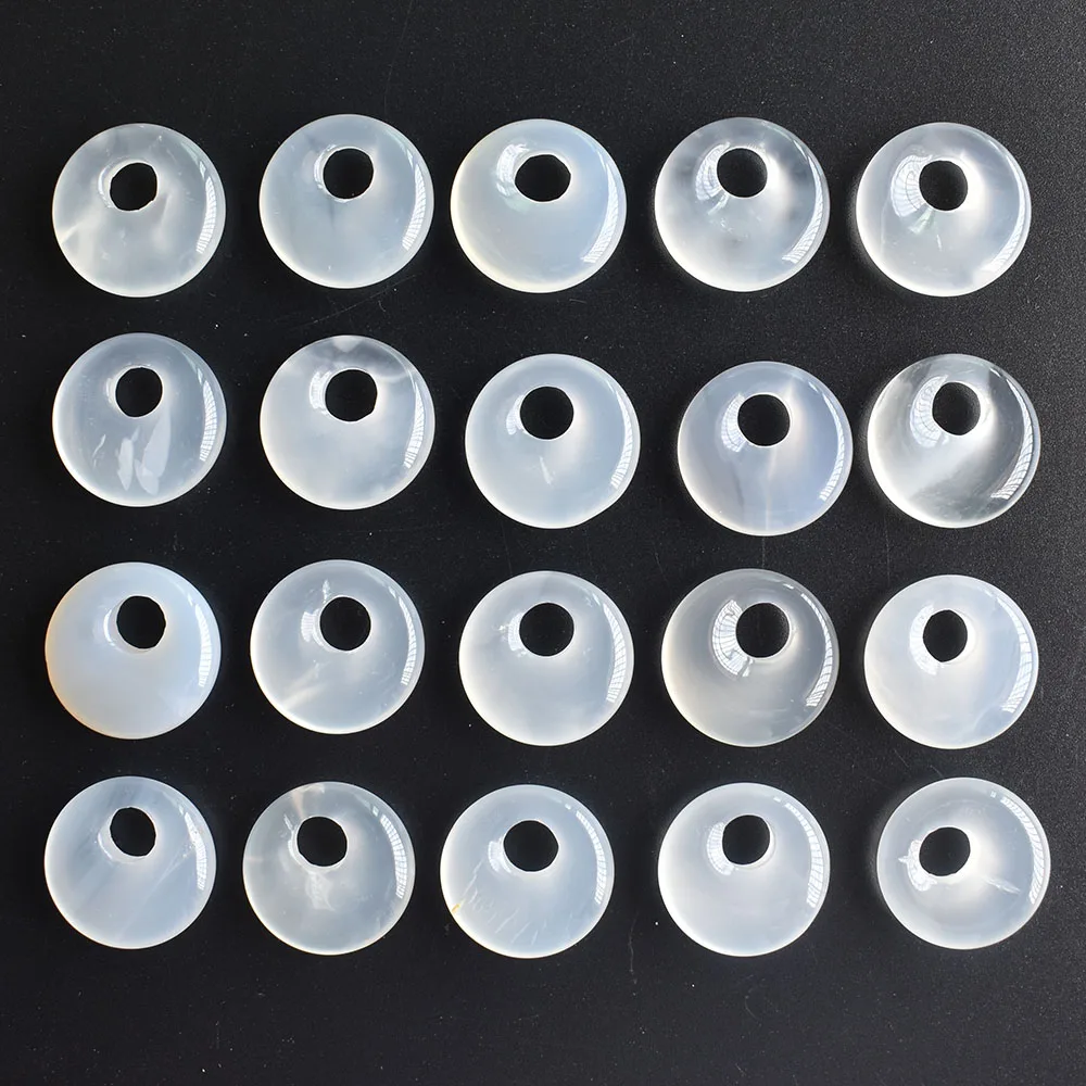 Modische, hochwertige, sortierte Naturstein-Gogo-Donut-Anhänger, Perlen 18mm für Schmuckherstellung, Großhandel 20 Stück/Los, kostenlos. – Detail 7