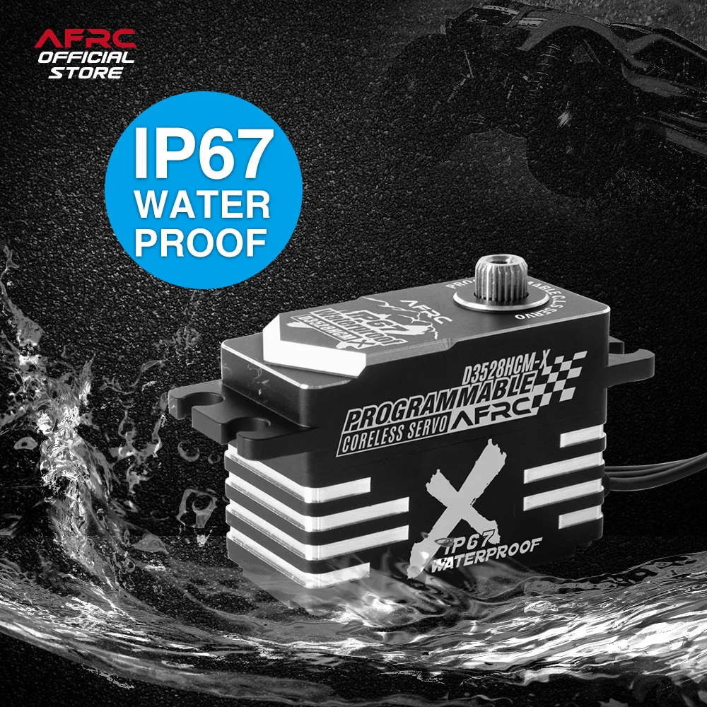 AFRC-D3528HCM-X Low Profile Pro IP67 Waterproof Programmable Smart Servo Gyro Programming For 1/10 1/8 1/5 RC Car Boat Kit DIY