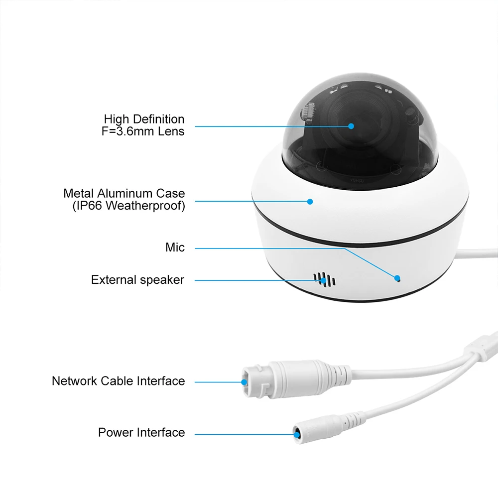 CamHi PTZ IP Camera POE 5MP Waterproof Speed Dome 4X Zoom Two Way Audio Security Outdoor CCTV Camera Night Vision