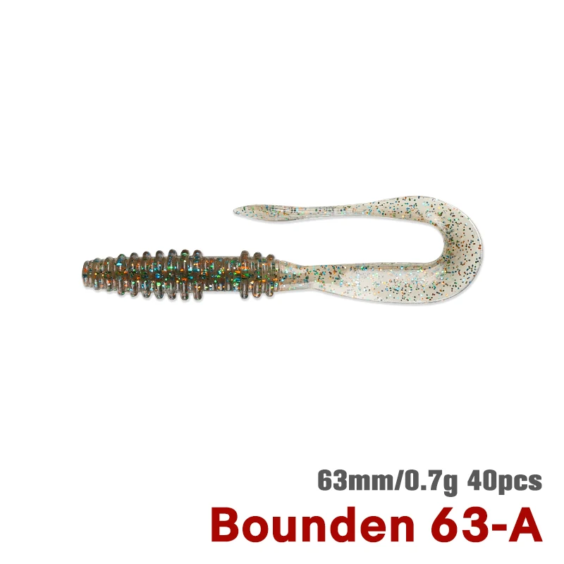 TSURINOYA 63mm 0.7g 40pcs Licht Spel Zacht Aas Vissen Lokken BOUNDEN Kunstmatige Siliconen Worm Ajing Bass Pike Swimbaits