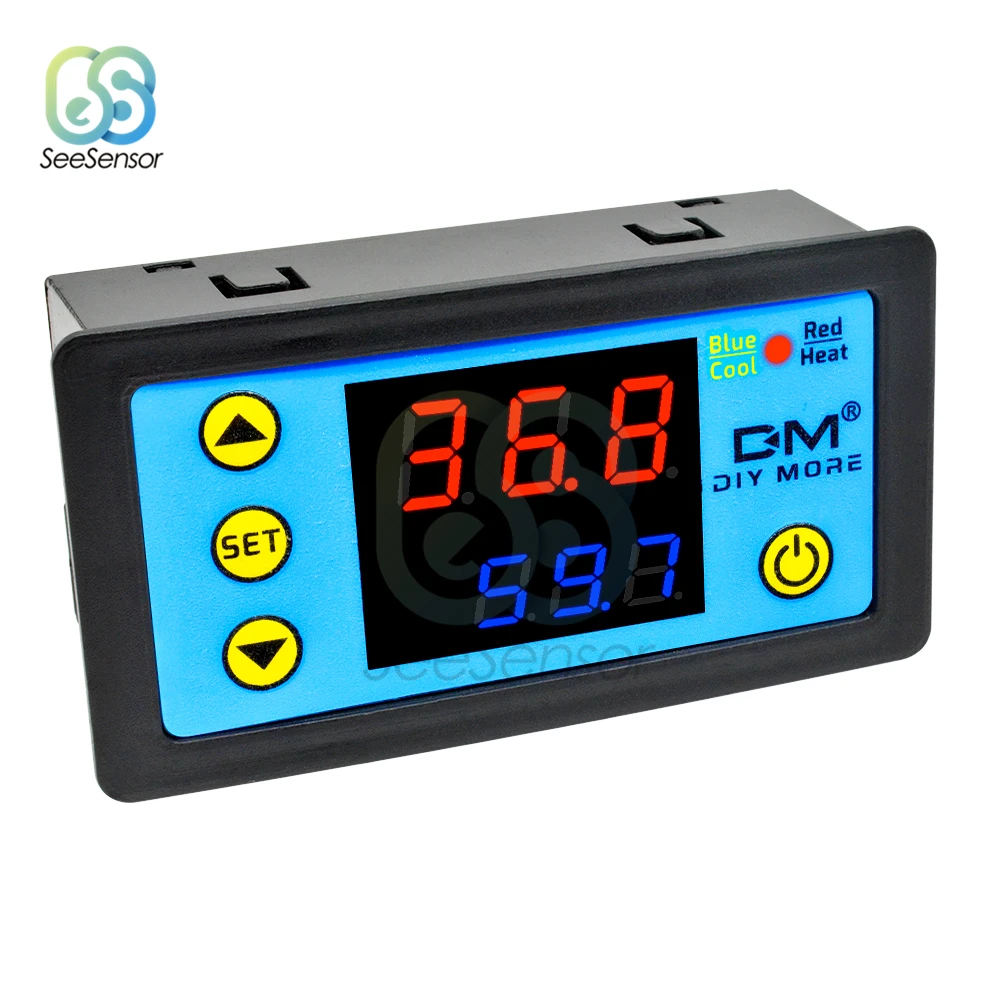 12V 24V 110V 220V LED Digital Thermostat Temperature Controller Regulator Heating Cooling Control Switch W3231 Replace W3230