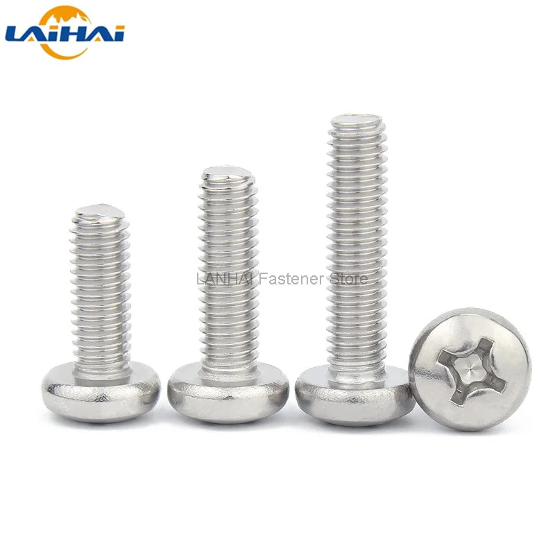 10pcs UNC 1/4-20 US Coarse Thread 304 A2-70 Stainless Steel Cross Recess Round Phillips Pan Head Screw Bolt