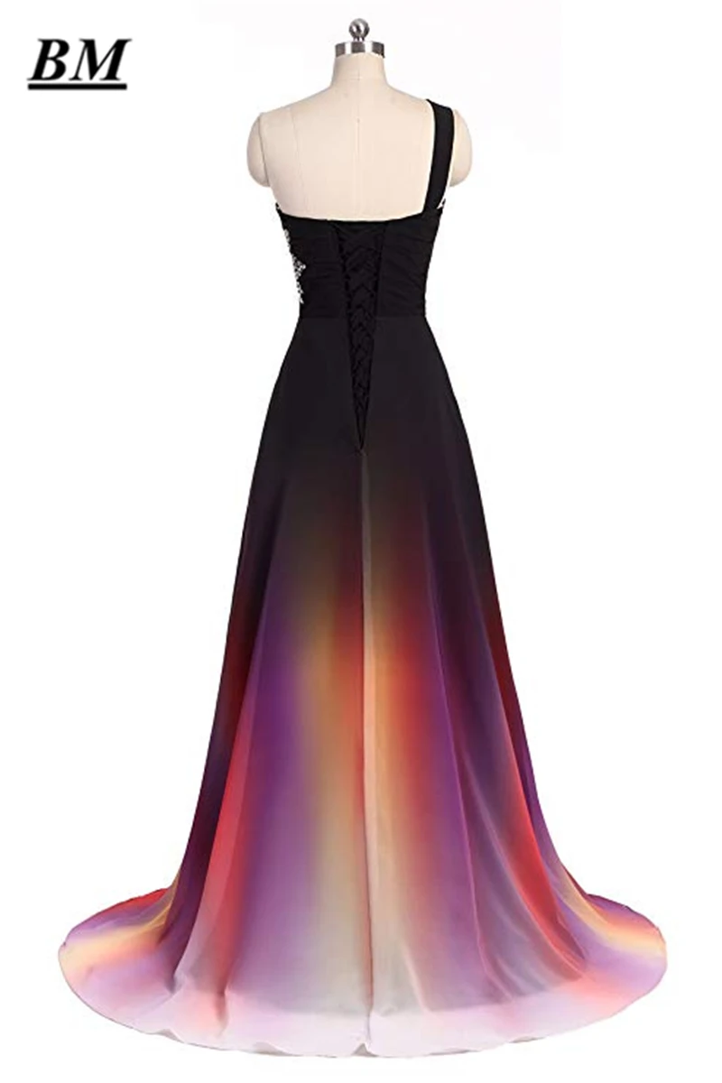 2020 Sexy Prom Dresses A-line Gradient Chiffon Long Formal Evening Dress Plus Size Ombre Party Gown Vestido De Formatura BM224