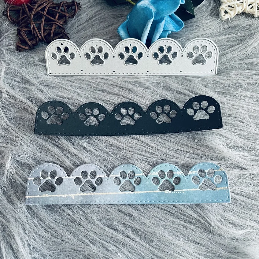 animal dog paw footprint border metal cutting dies  Scrapbook knife mould blade punch stencils die cutter metal embossing