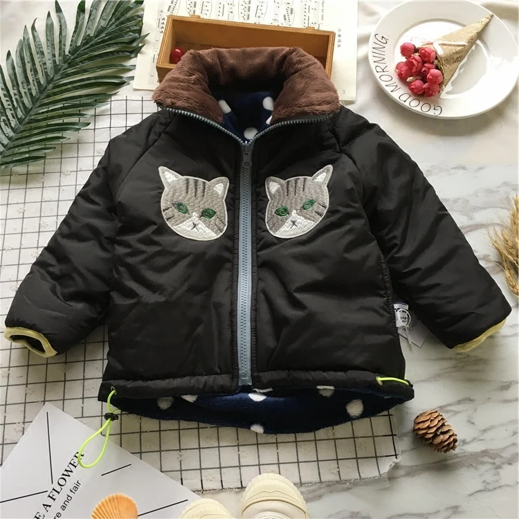 

Tonytaobaby Winter Clothes New Style Boys and Girls Embroidered Kittens Children's Cotton Padded Clothes