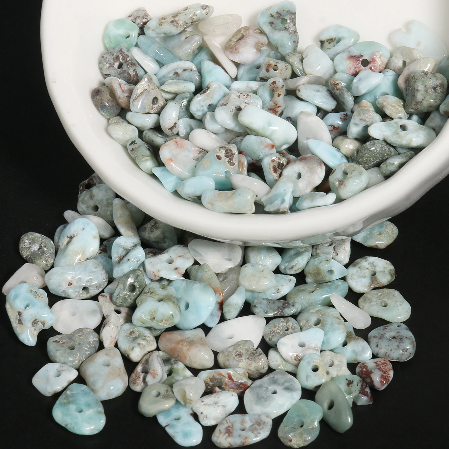 3-5/5-8mm Natural Larimar Gravel Stone Beads Irregular Chips Loose Spacer Beads For Jewelry DIY Making Bracelet Accessories 16\'\'